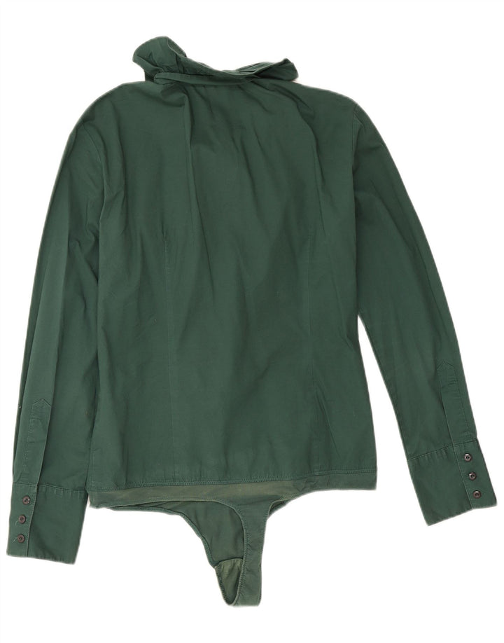 Benetton Body à volants sur le devant pour femme UK 16 Large Vert Coton
