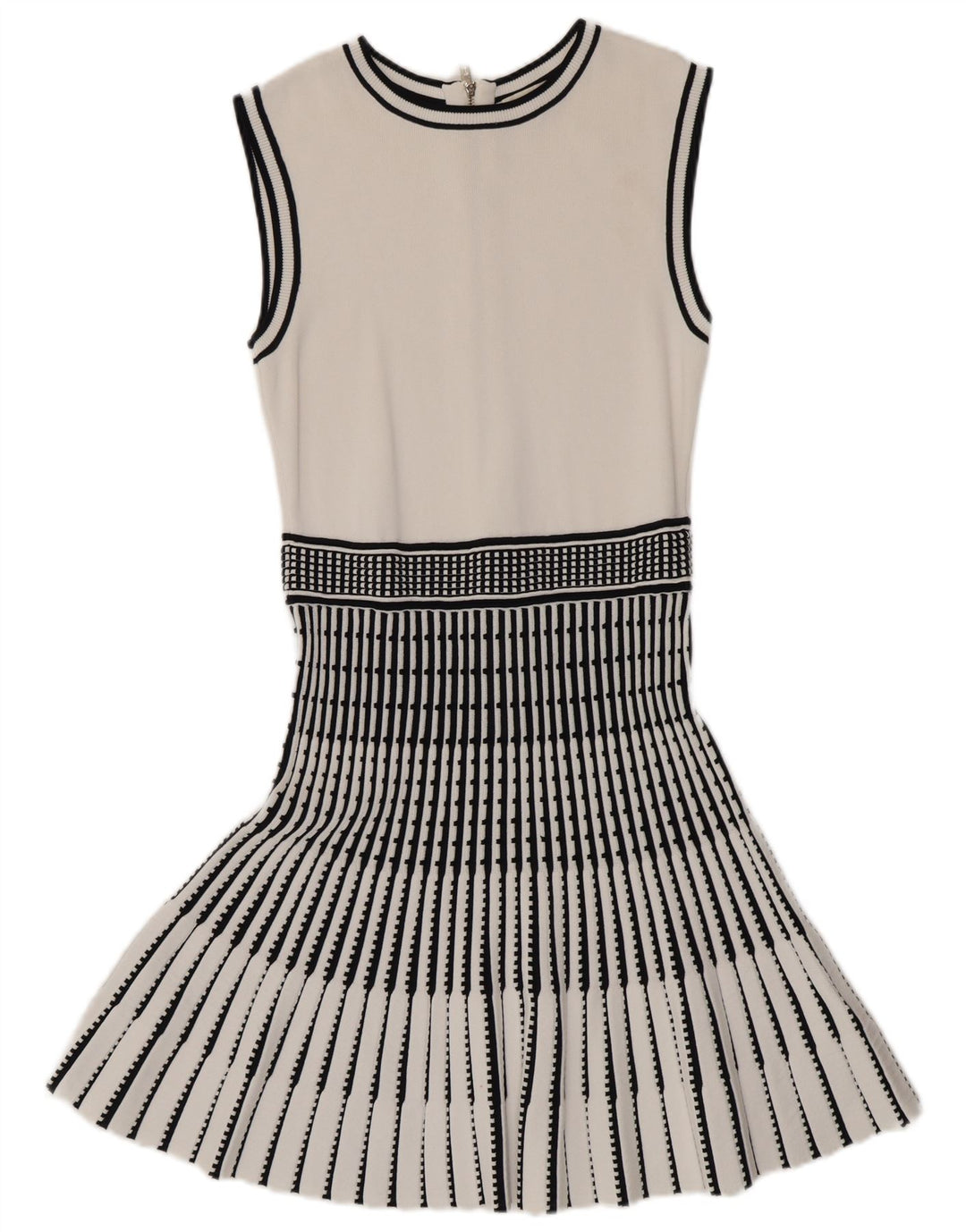 Ted Baker Robe sirène sans manches pour femme Taille 2 Petit Rayé Blanc
