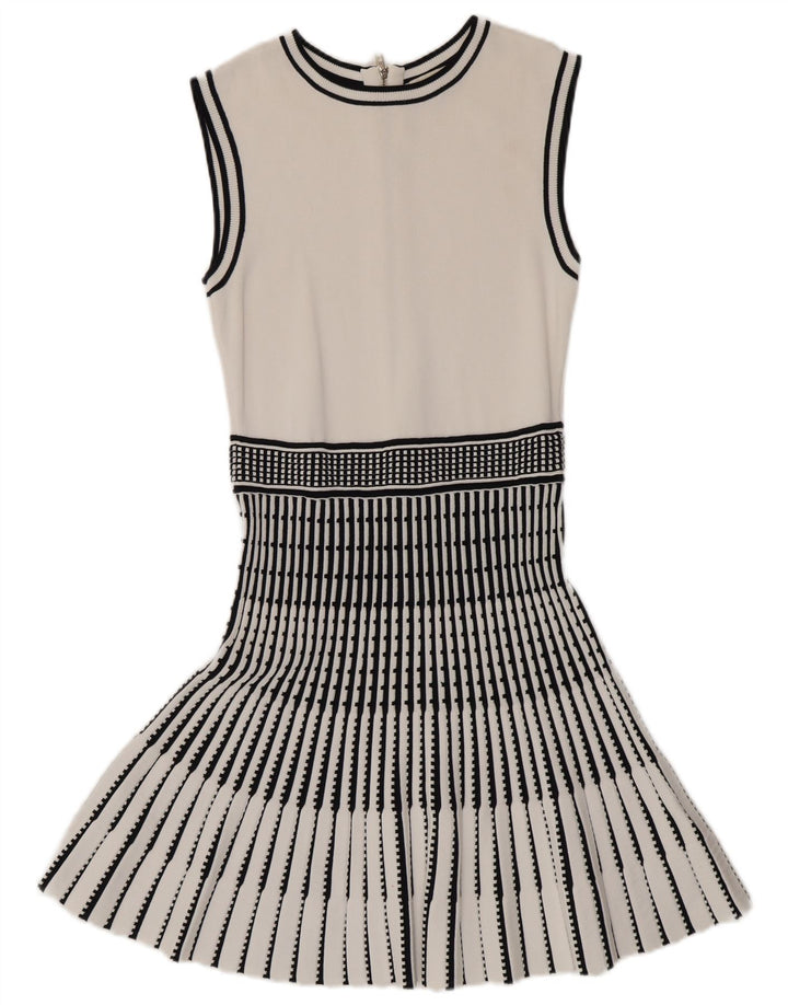 Ted Baker Robe sirène sans manches pour femme Taille 2 Petit Rayé Blanc
