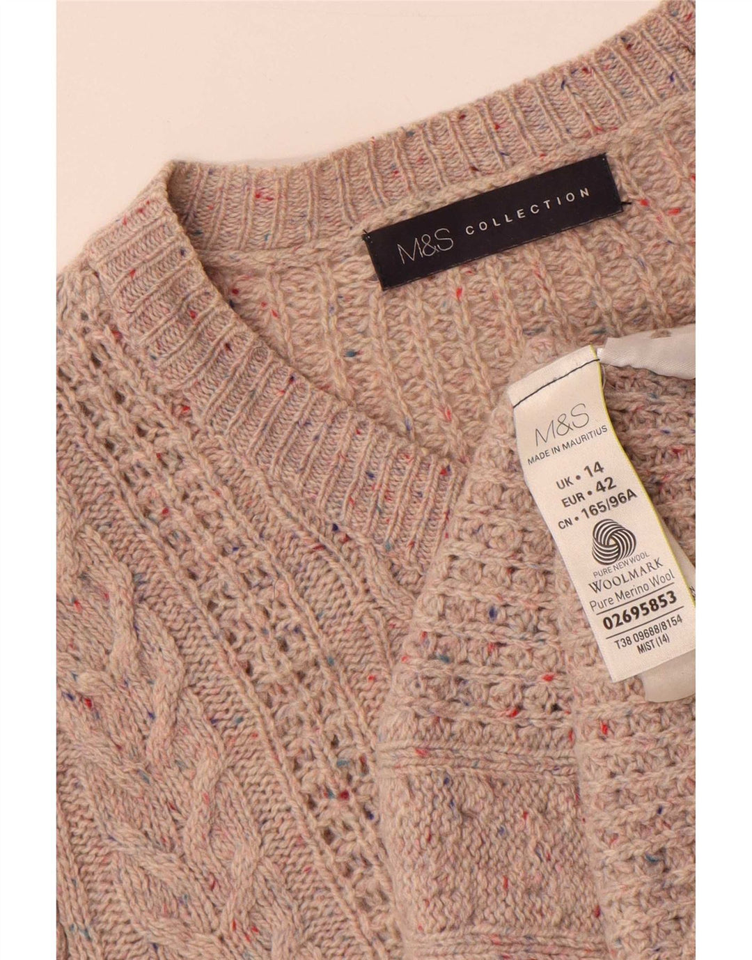 Marks & Spencer Pull Cardigan Femme UK 14 Grande Laine Mouchetée Grise