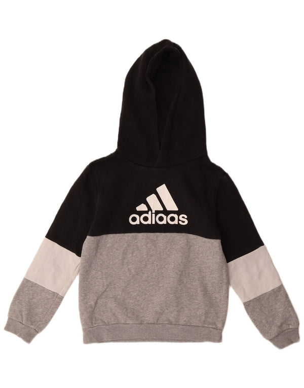 Adidas Pull à capuche graphique pour garçon 9-10 ans Gris Colorblock Coton