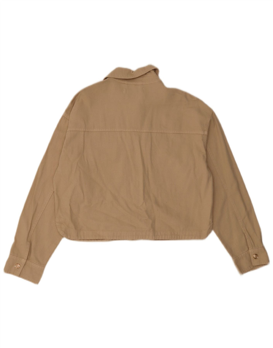 Zara Womens Crop Oversize Bomber Jacket UK 10 Petit Coton Beige