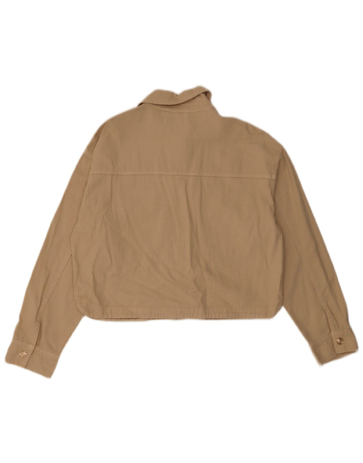 Zara Womens Crop Oversize Bomber Jacket UK 10 Petit Coton Beige