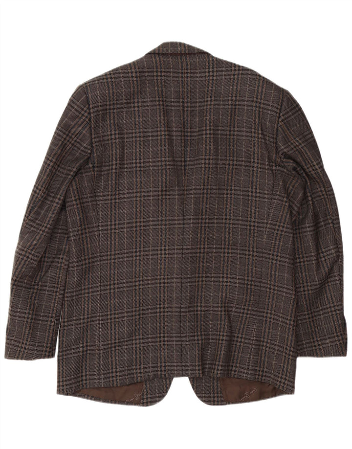 Pierre Cardin Veste Blazer 2 Boutons Homme UK 40 Grand Pied-de-Poule Marron