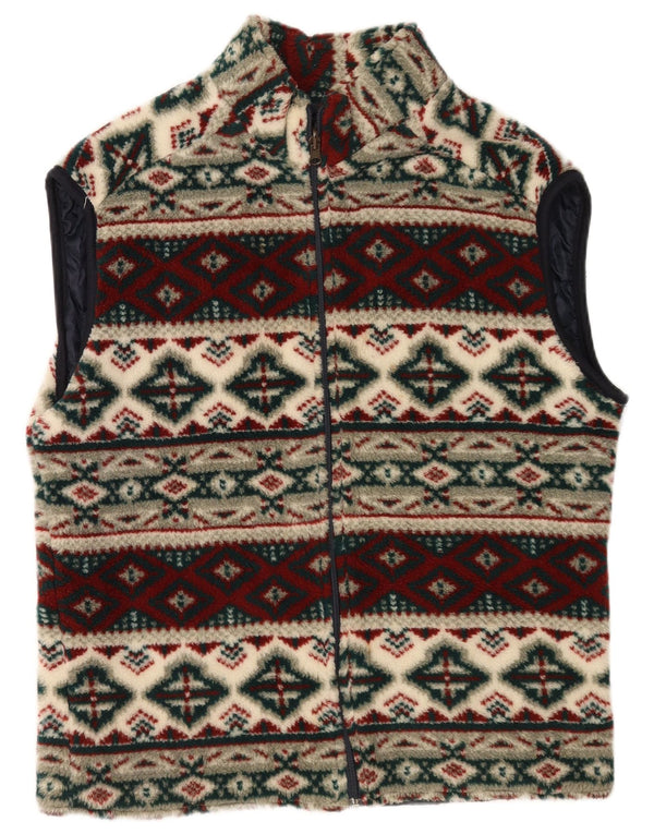 vintage Mens Fleece Gilet UK 40 Grand Multicolore Géométrique