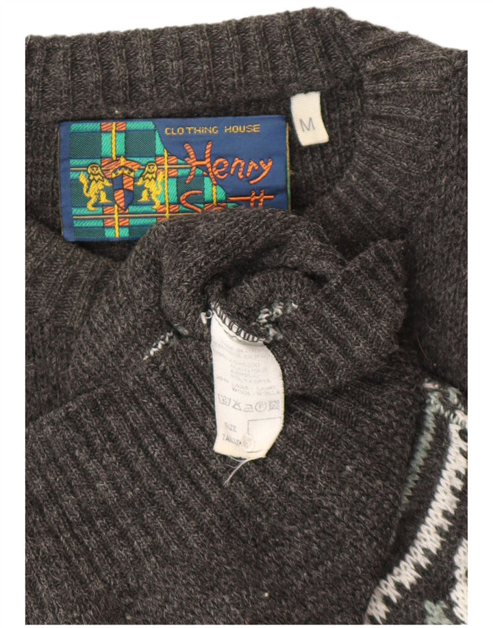 Henry Scott Pull à col rond pour homme Gris moyen Fair Isle Acrylique