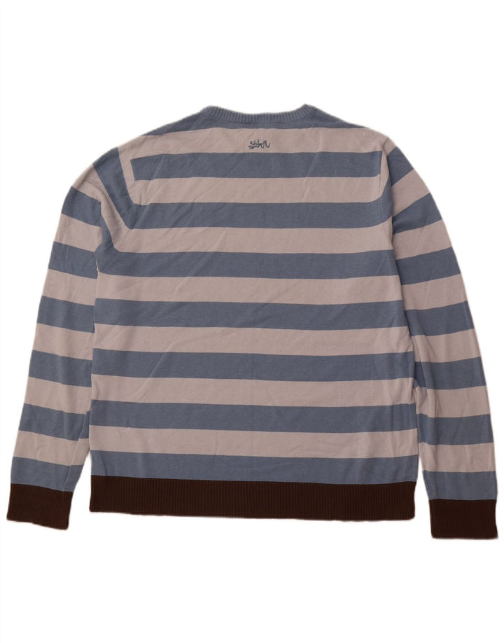 QUIKSILVER Pull col rond pour homme en acrylique à rayures bleues