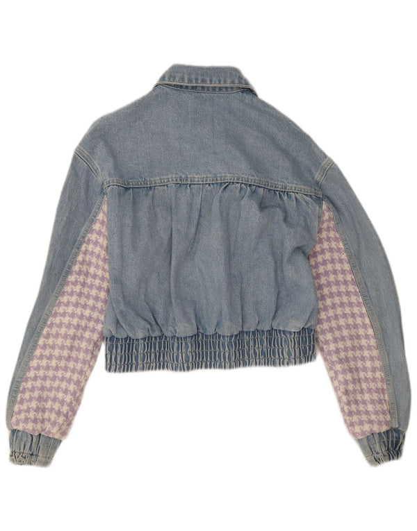 Zara Womens Crop Denim Jacket UK 10 Petit Bleu Patchwork