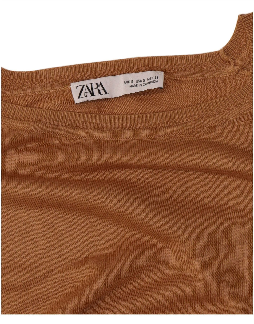 Zara Pull surdimensionné à col bateau pour femme UK 10 Petit Marron