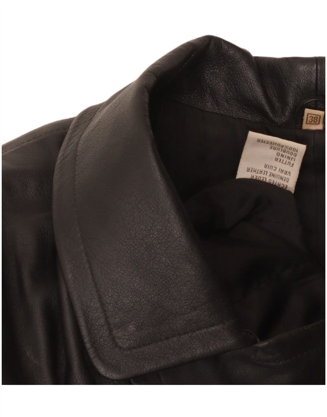 VINTAGE Manteau en cuir surdimensionné femme EU 38 Cuir noir moyen