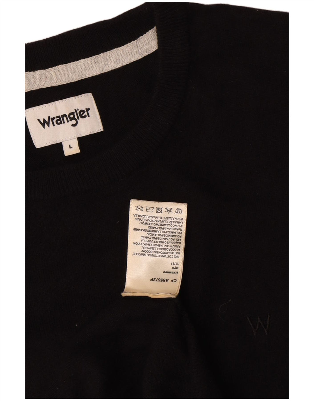 Wrangler Pull à col rond pour homme en coton noir Taille L