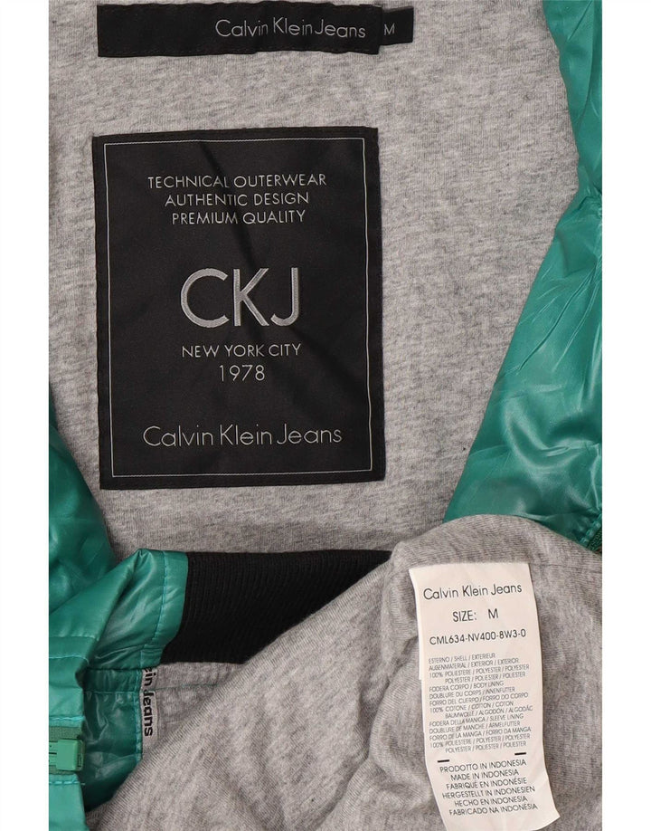 Calvin Klein Jeans Veste bomber à capuche graphique pour femme UK 14 Vert moyen