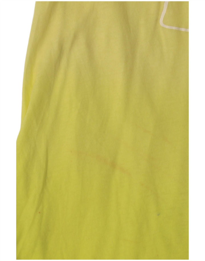BENETTON Haut tunique graphique pour femme UK 8 Small Jaune Colourblock Beach
