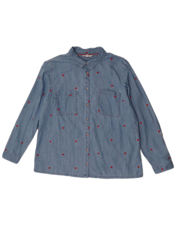 Chemise à motif abstrait White Stuff pour femme UK 16 Large Bleu Coton