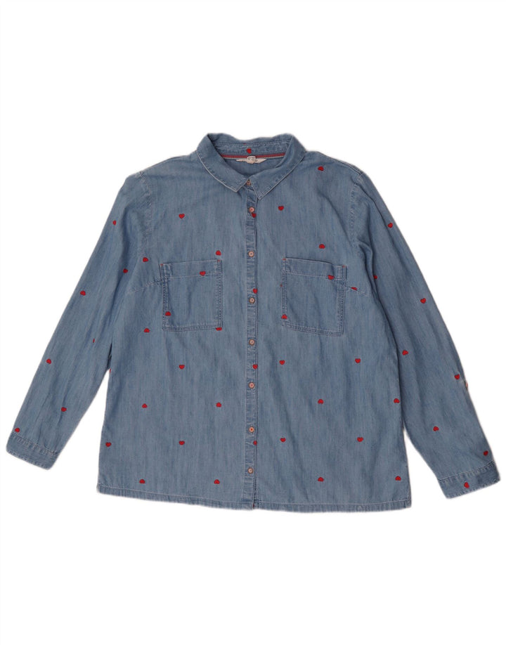 Chemise à motif abstrait White Stuff pour femme UK 16 Large Bleu Coton