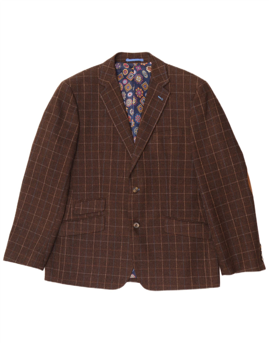Harvey & Jones Veste Blazer Coupe Régulière pour Homme UK 46 3XL Marron à Carreaux