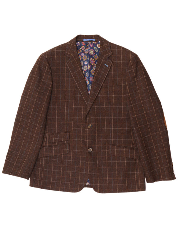 Harvey & Jones Veste Blazer Coupe Régulière pour Homme UK 46 3XL Marron à Carreaux