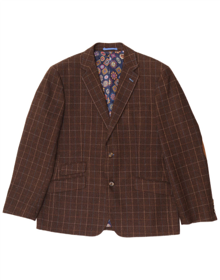 Harvey & Jones Veste Blazer Coupe Régulière pour Homme UK 46 3XL Marron à Carreaux
