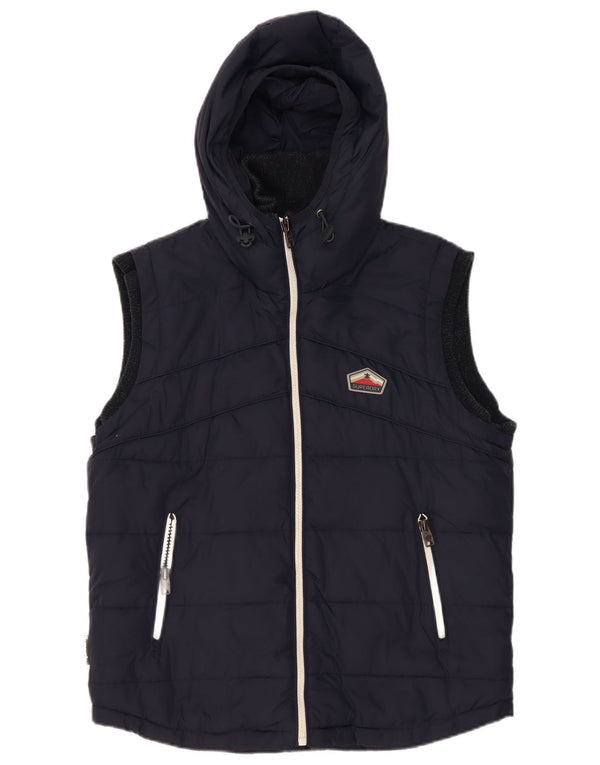 Superdry Gilet rembourré à capuche pour homme UK 42 XL Bleu marine Polyester