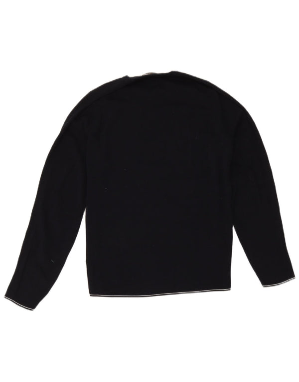 Massimo Dutti Pull à col rond pour femme UK 14 Bleu marine moyen Coton