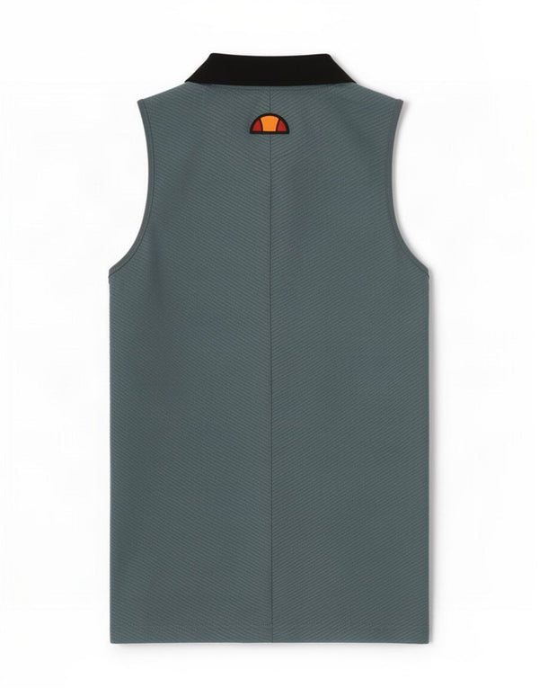 Ellesse Womens Sleeveless Polo shirt UK 8 Small Blue Pinstripe Polyester
