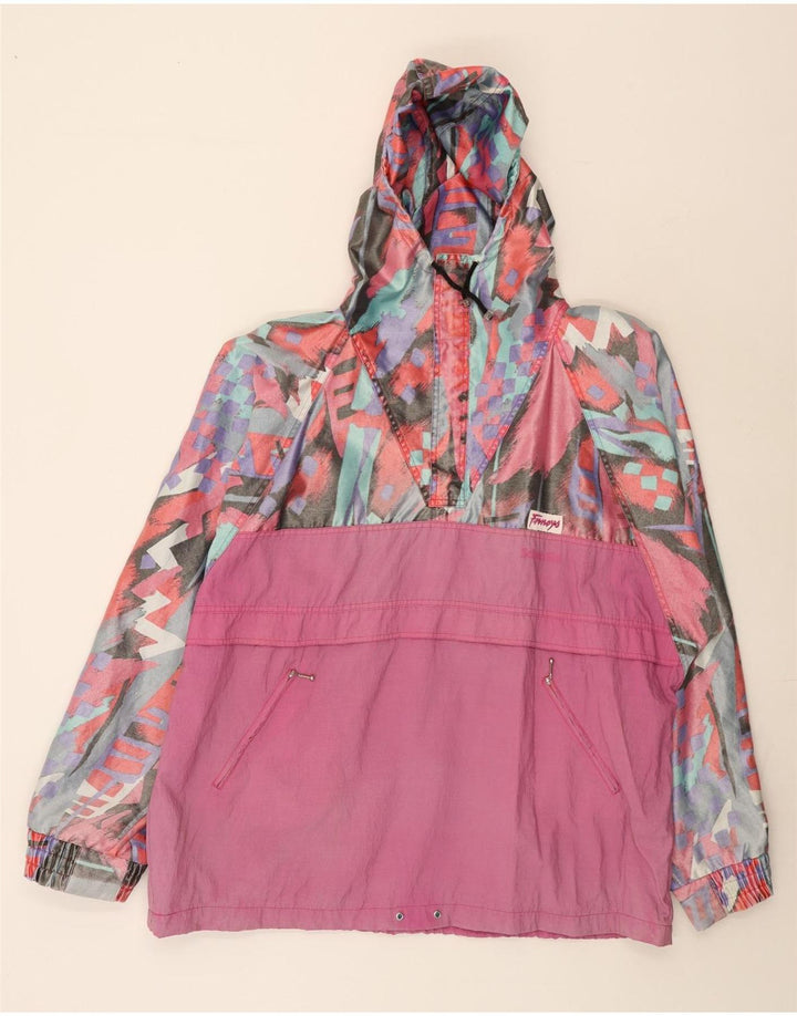 vintage Femme Oversize Graphic Rain Jacket UK 18 XL Multicolore