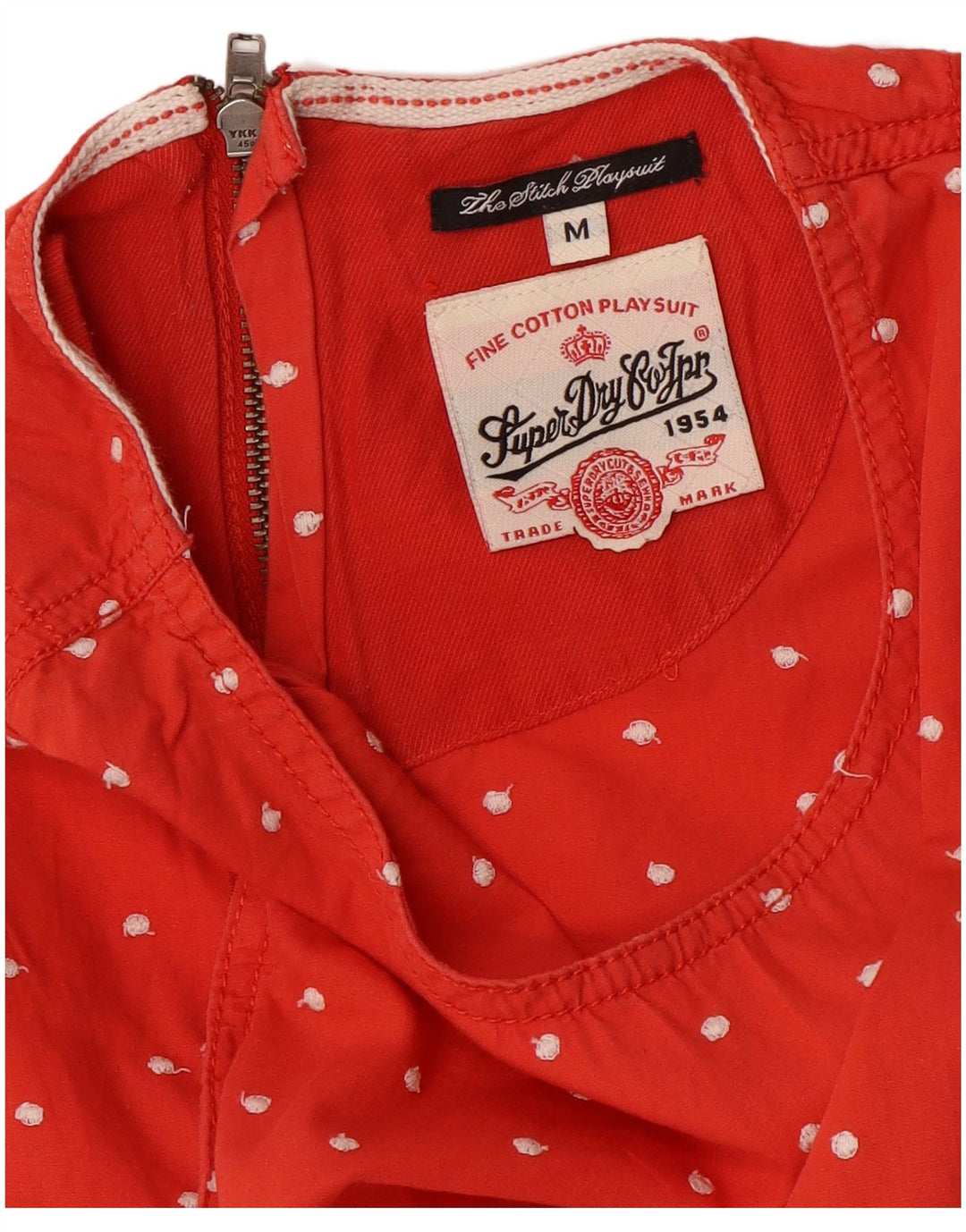 Superdry Combishort sans manches pour femme UK 14 Rouge moyen à pois