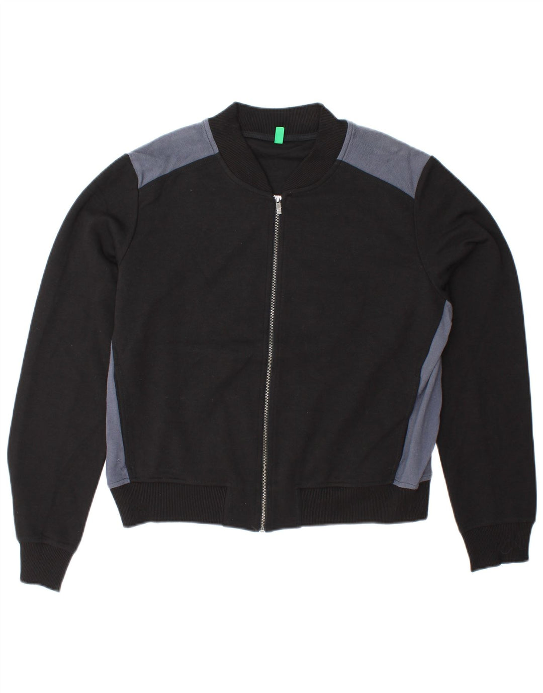 BENETTON Veste de survêtement courte pour femme UK 16 Large Noir Colourblock