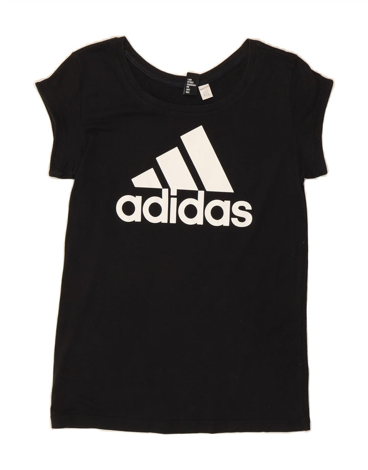ADIDAS Womens Graphic T-Shirt Top UK 12 Medium Black Vintage Adidas and Second-Hand Adidas from Messina Hembry 