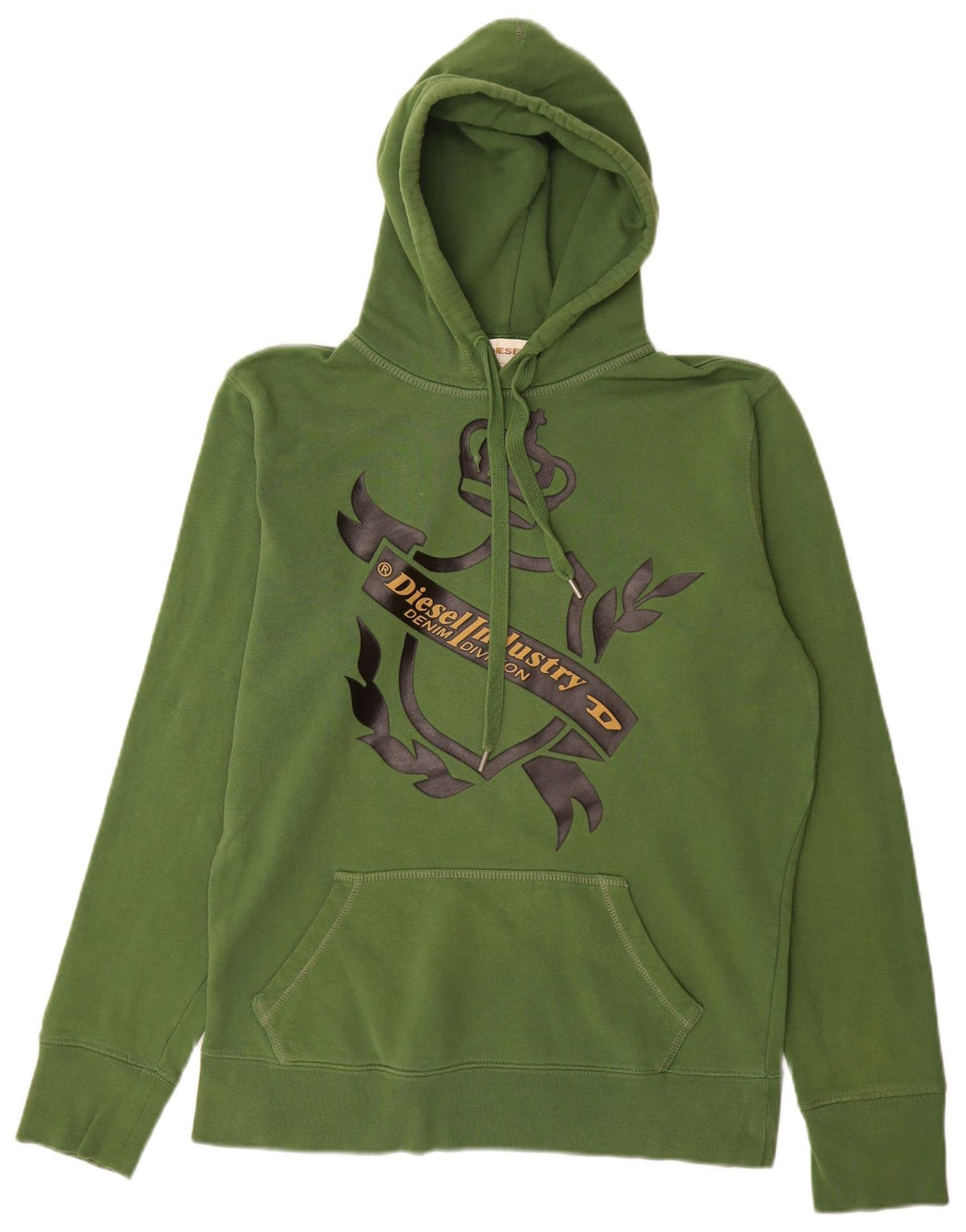 DIESEL Pull à capuche graphique pour homme en coton vert grand