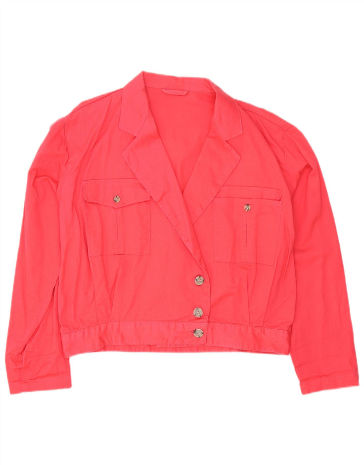 vintage Femme 3 Bouton Blazer Veste UK 16 Grand Coton Rose