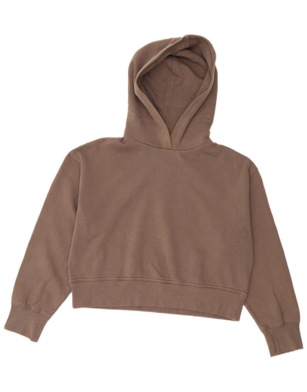 Zara Womens Crop Loose Fit Sweat à capuche UK 14 Marron moyen