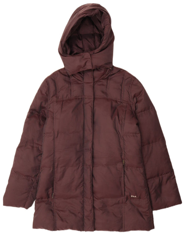 Fila Manteau rembourré à capuche pour femme UK 14 Marron moyen Polyamide
