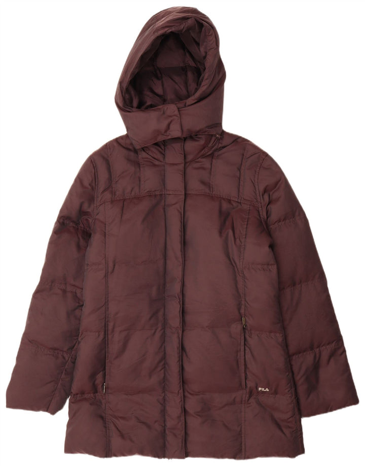 Fila Manteau rembourré à capuche pour femme UK 14 Marron moyen Polyamide