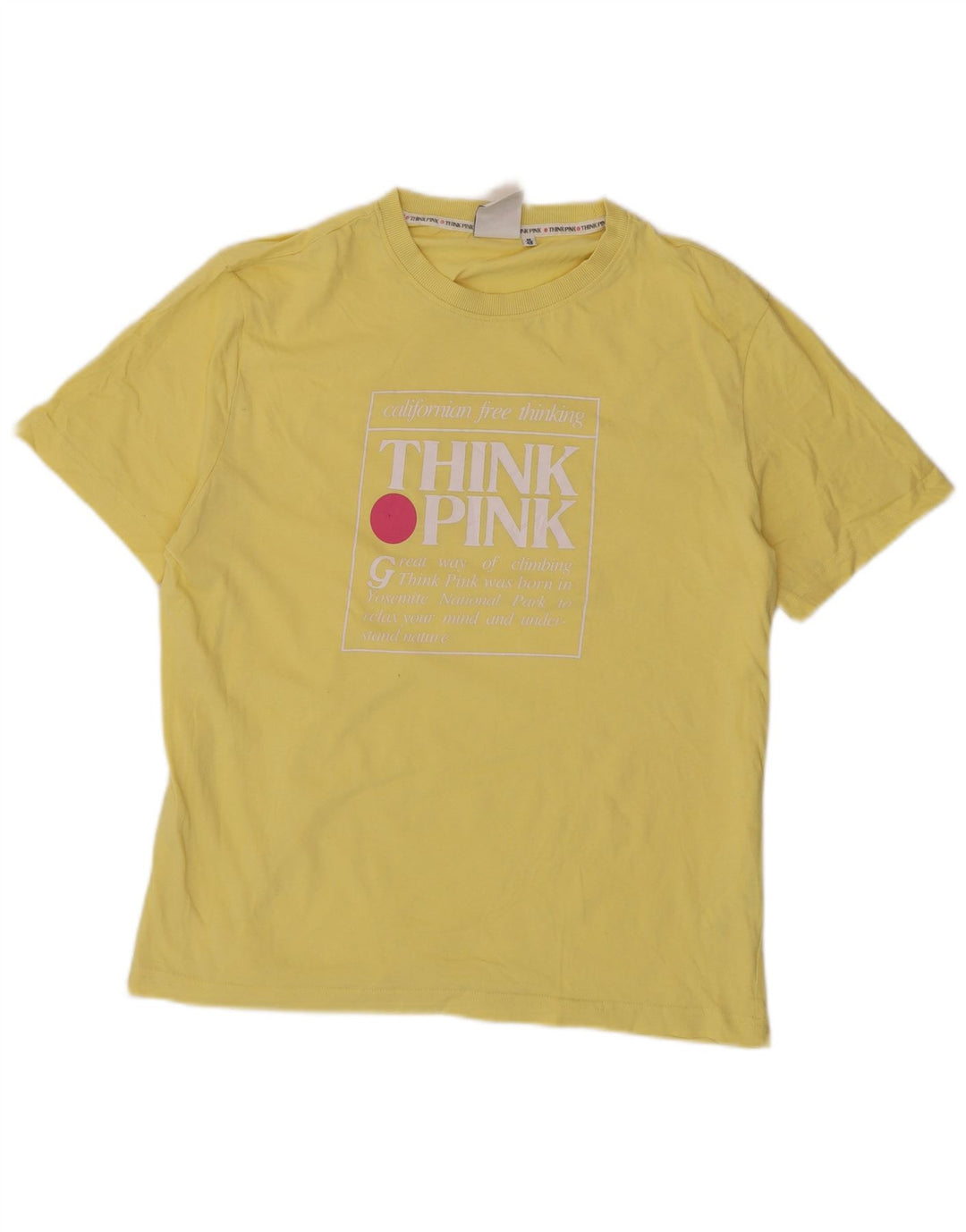 Think Pink T-Shirt Graphique Homme Top IT 48 Coton Jaune Moyen