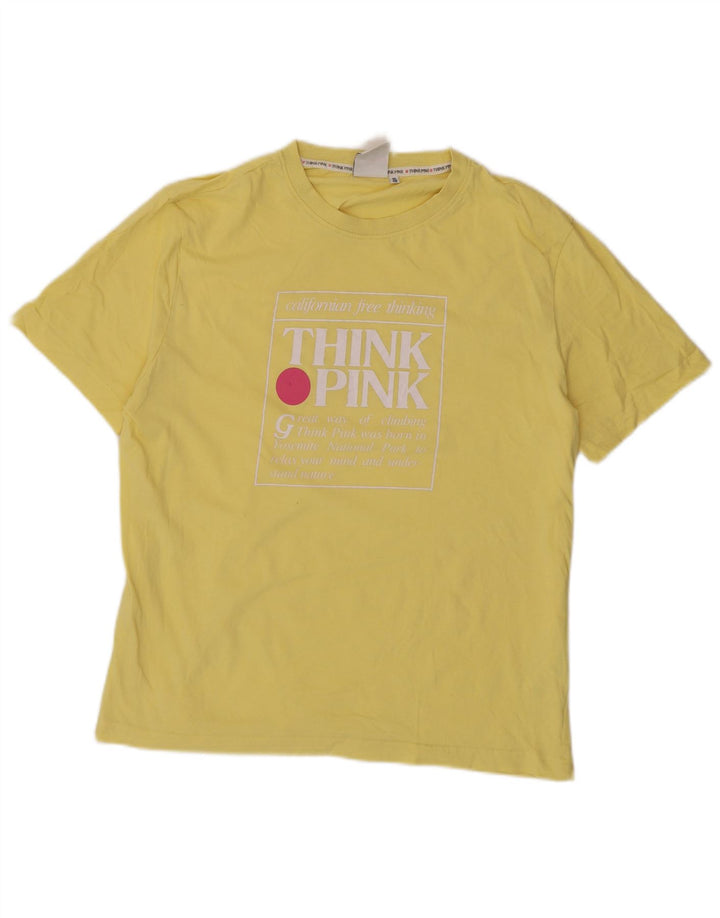 Think Pink T-Shirt Graphique Homme Top IT 48 Coton Jaune Moyen