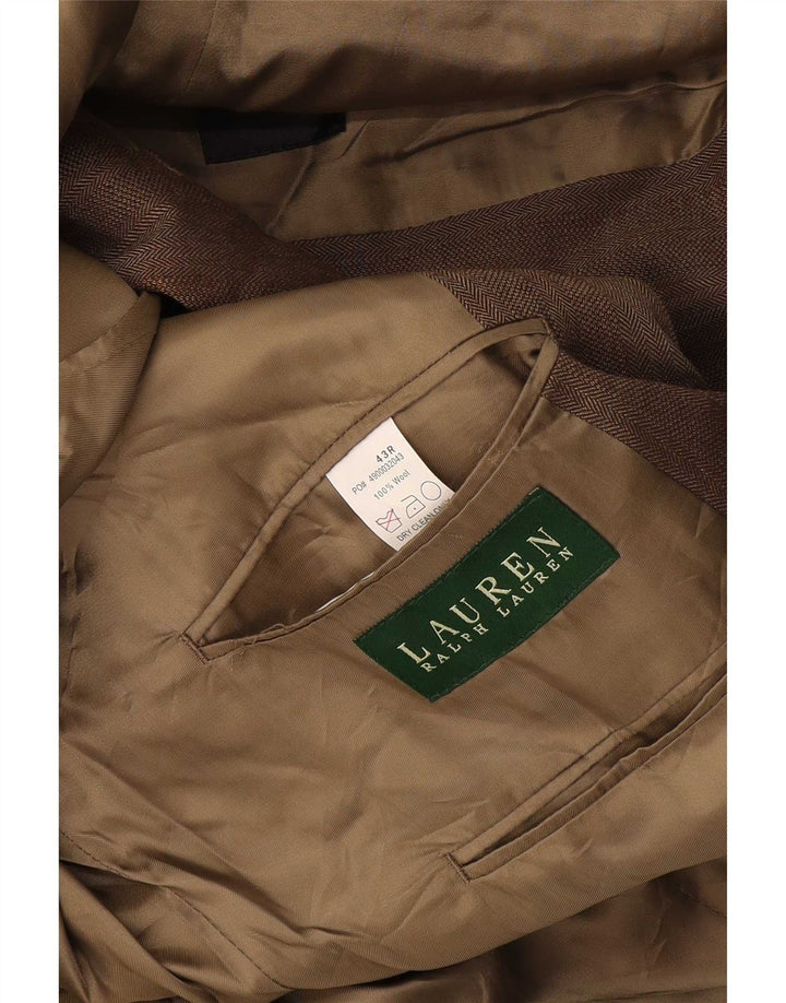 Ralph Lauren Veste blazer à 2 boutons pour homme UK 43 Large laine à chevrons beige