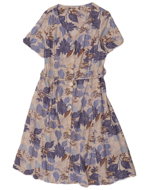 Marks & Spencer Robe chemise à manches courtes pour femme UK 16 Grand Bleu Floral