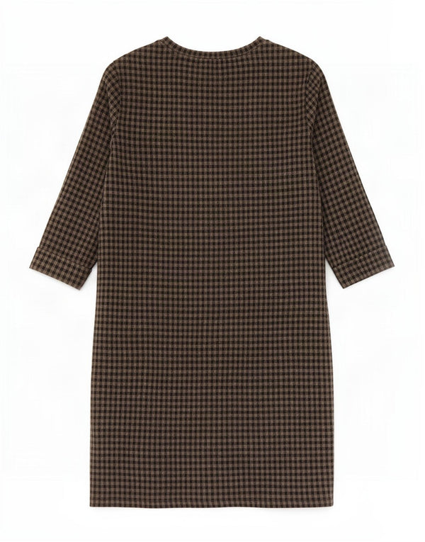 Marks & Spencer Robe droite à manches 3/4 pour femme UK 10 Petit vichy gris