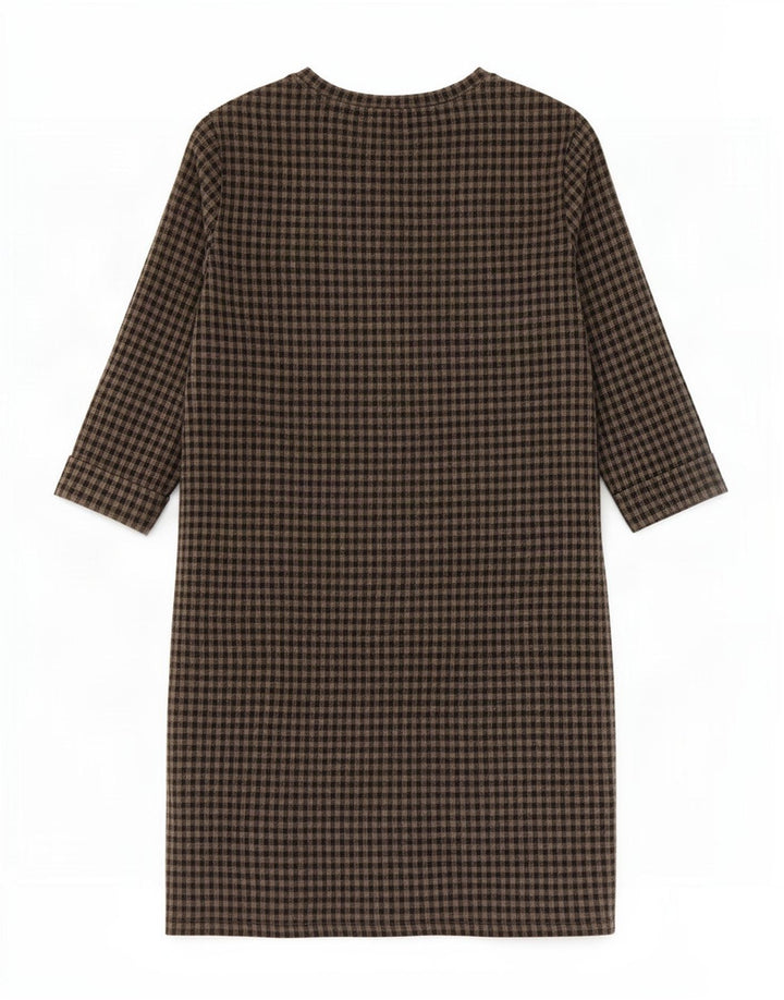 Marks & Spencer Robe droite à manches 3/4 pour femme UK 10 Petit vichy gris