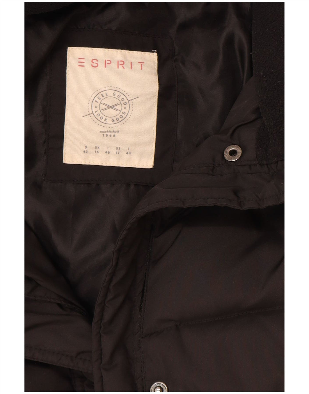 Esprit Manteau rembourré pour femme UK 16 Large Noir Polyester