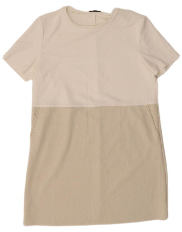 Zara Robe T-Shirt Femme UK 18 XL Blanc Colorblock