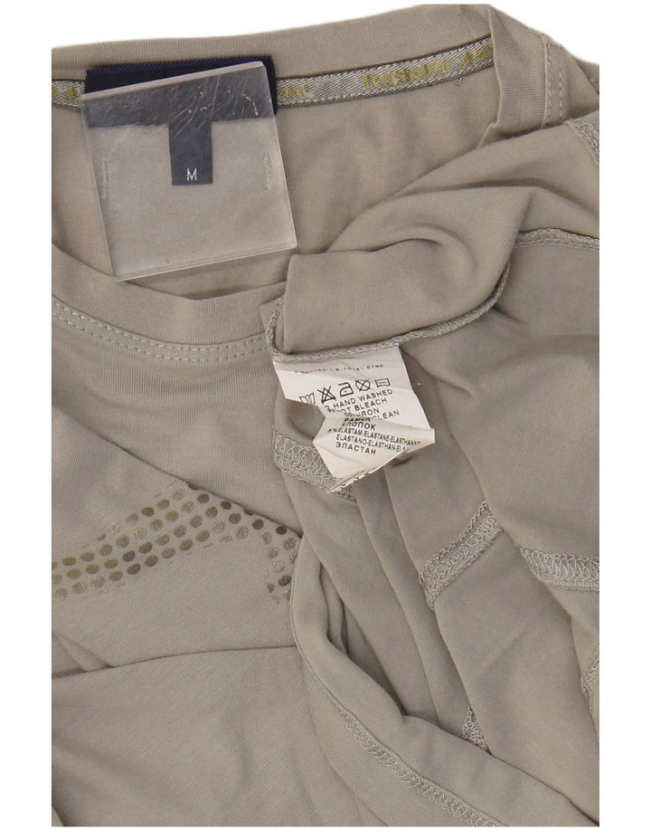 Trussardi Jeans Haut Graphique Femme Manches Longues UK 44 Gris Moyen Coton