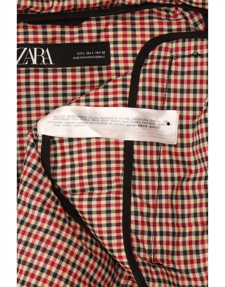 Zara Veste matelassée à capuche pour femme UK 16 Large Noir Polyester Hiver