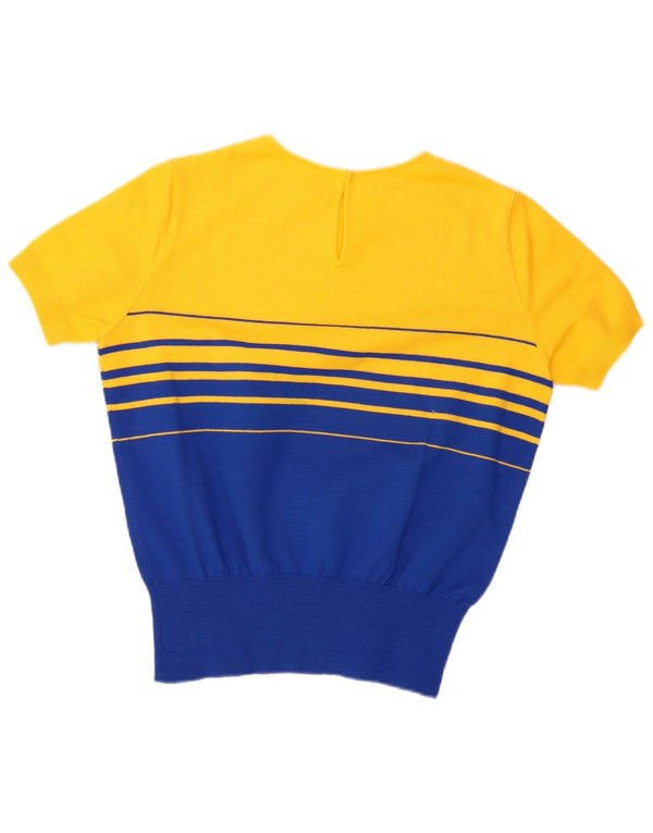 vintage Womens Crew Neck Jumper Sweater UK 16 Grand Colorblock Jaune