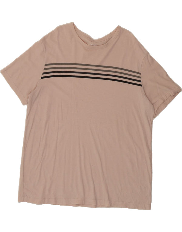 LEE Mens T-Shirt Top 2XL Pink Striped Cotton