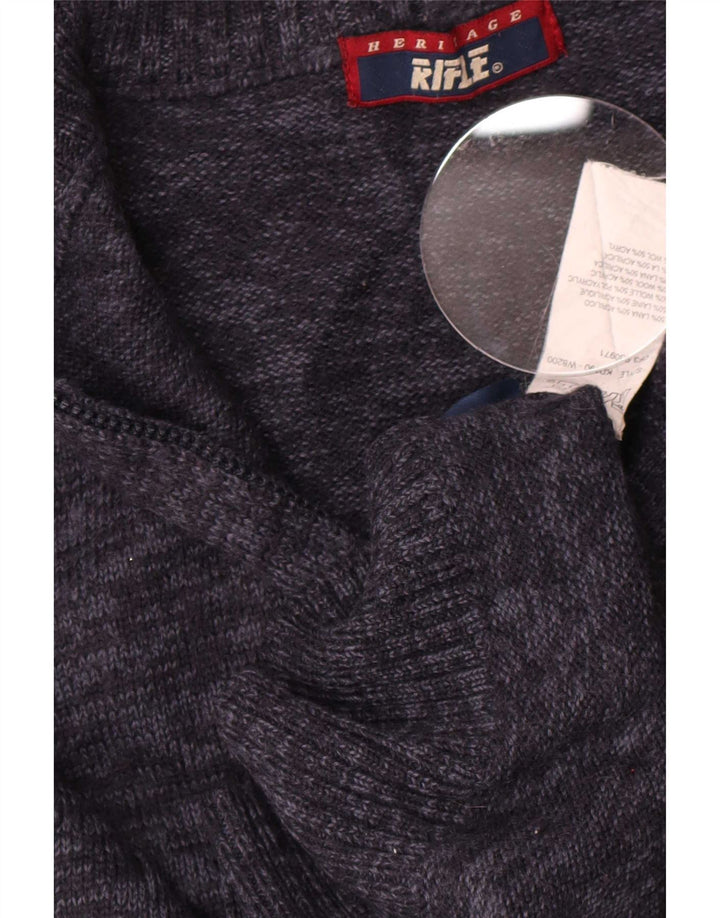 Rifle Cardigan Homme Pull Laine Moucheté Bleu Marine Moyen