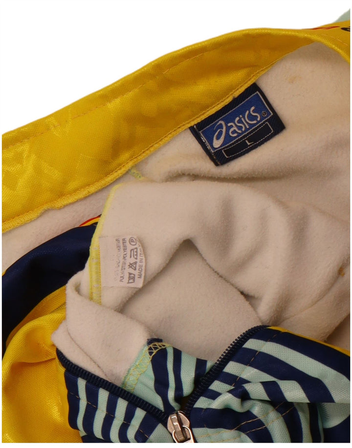 Asics Veste de survêtement graphique pour hommes, grand jaune, polyester color block