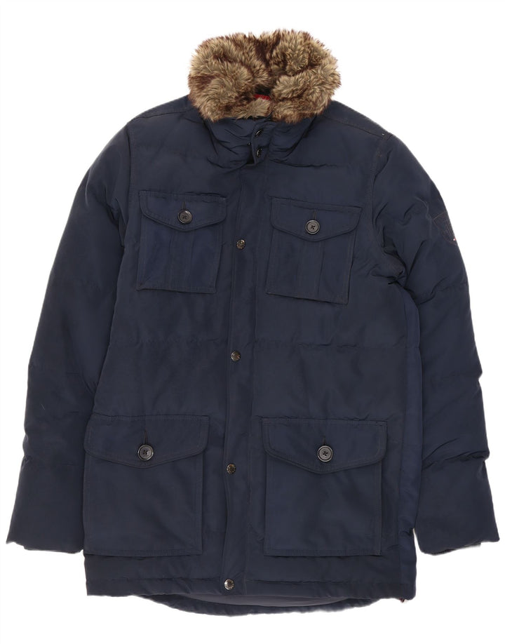 Tommy Hilfiger Manteau rembourré pour homme UK 36 Petit Bleu Marine Polyester