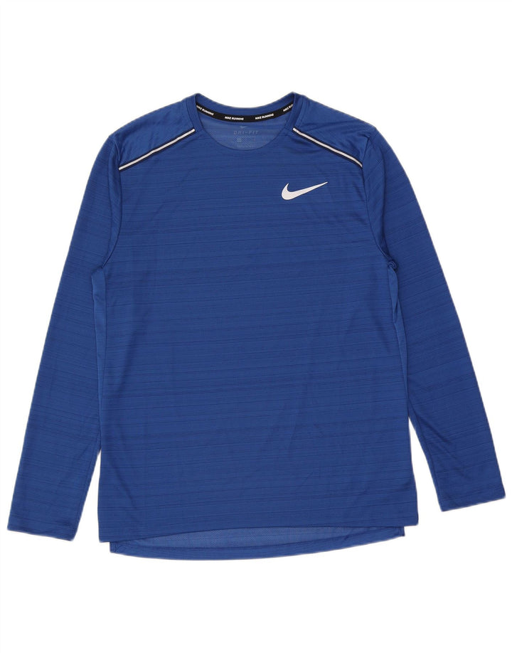 Nike Haut Dri Fit à manches longues en polyester à rayures bleu moyen pour homme
